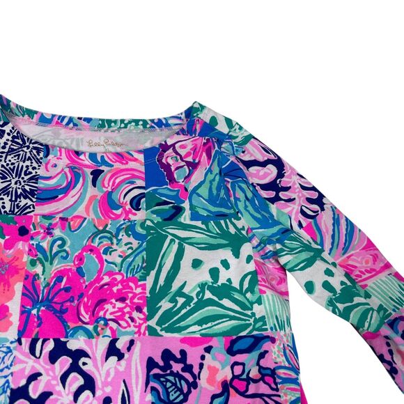 Lilly Pulitzer Sophie Shift Dress Girls XL 12-14 Pink Blue Patch To Match Rayon - Picture 3 of 9